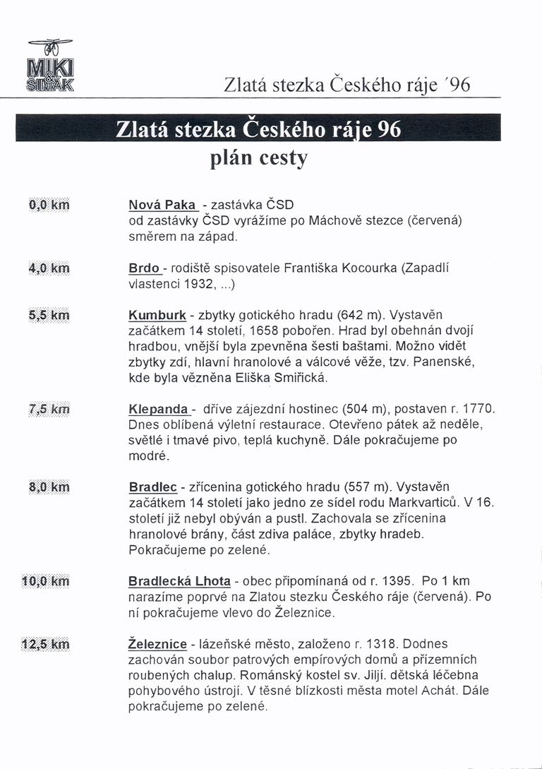 Český ráj — Mnichovo Hradiště 1996