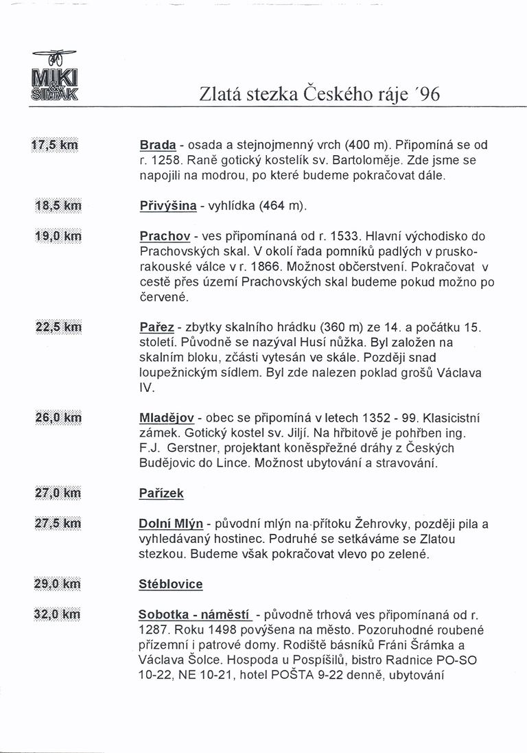 Český ráj — Mnichovo Hradiště 1996