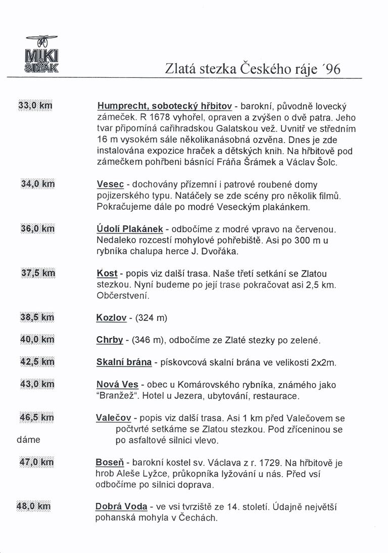 Český ráj — Mnichovo Hradiště 1996