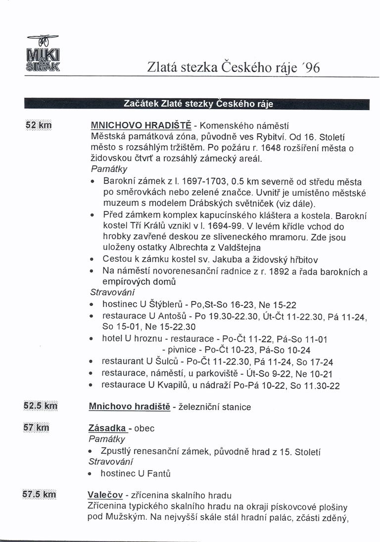 Český ráj — Mnichovo Hradiště 1996