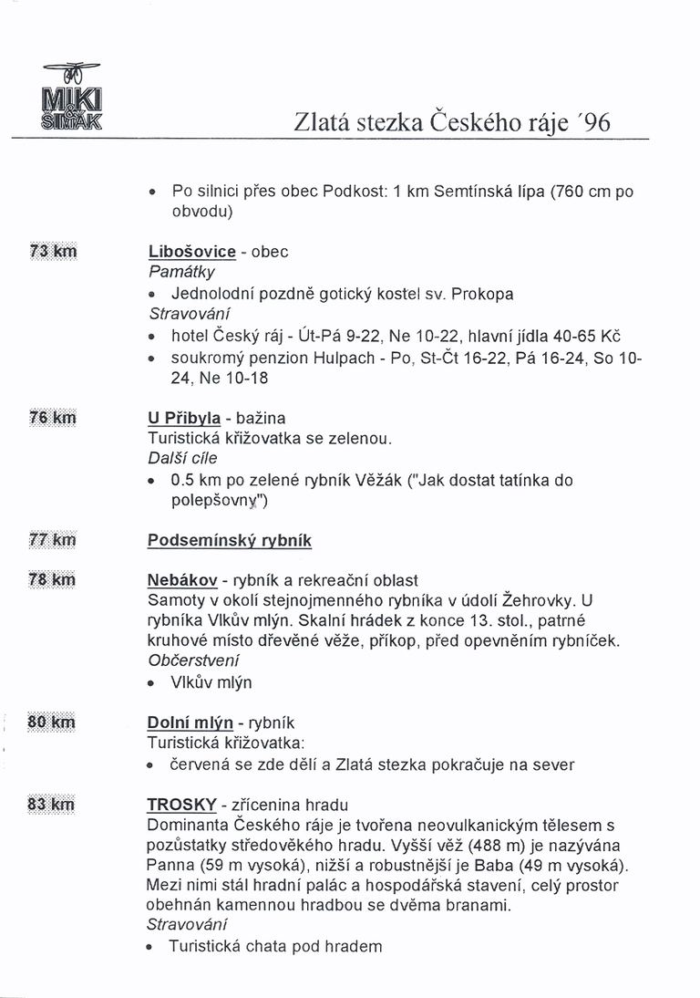 Český ráj — Mnichovo Hradiště 1996