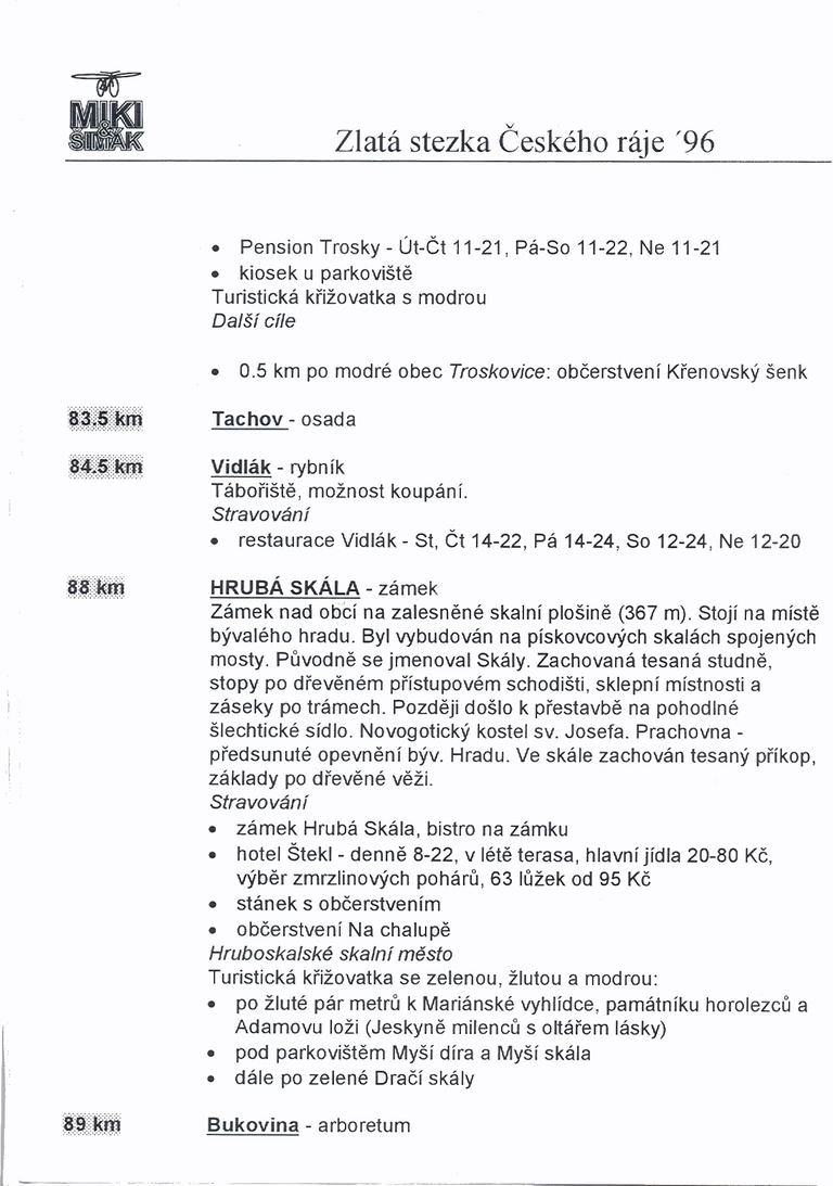 Český ráj — Mnichovo Hradiště 1996