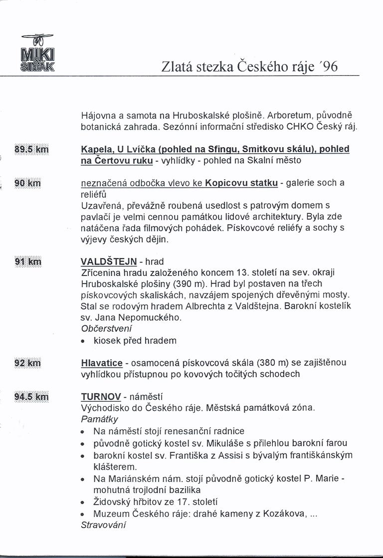 Český ráj — Mnichovo Hradiště 1996