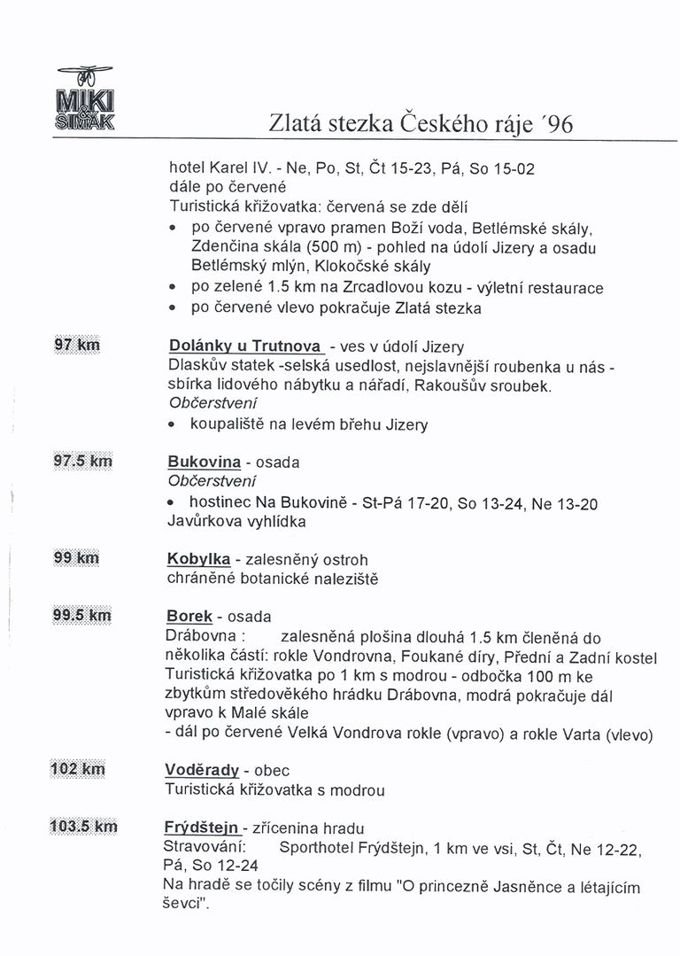 Český ráj — Mnichovo Hradiště 1996