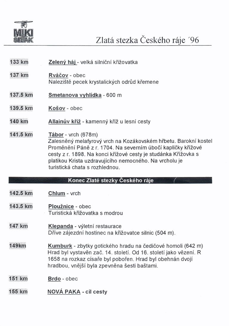 Český ráj — Mnichovo Hradiště 1996